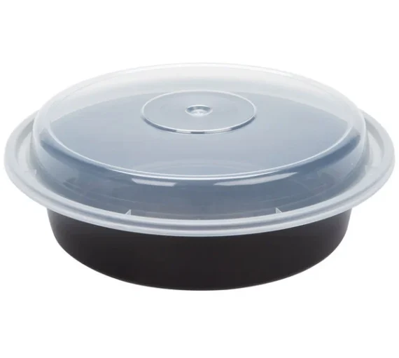 NC723B 24 oz Pactiv Round Microwavable Containers with Lids [150/Case]