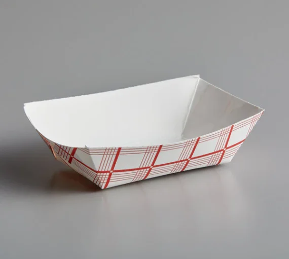 #100 Red Check Paper Food Tray [1000 Pack]