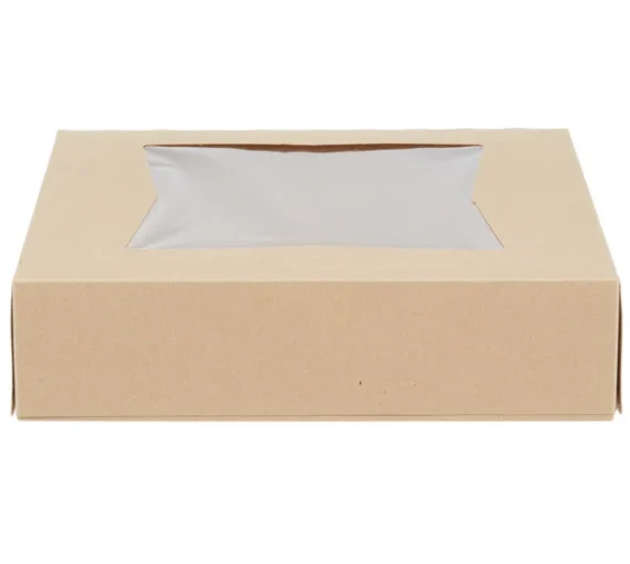10" x 10" x 2 1/2" Kraft Auto-Popup Window Bakery Box [200/Case]