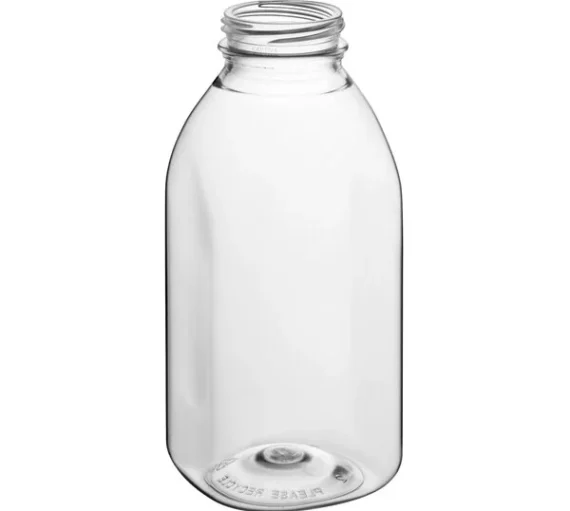 12 oz Wide Square PET Clear Juice Bottle - 160/Bag