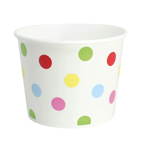12 oz Paper Food/Ice Cream/Yogurt Cup, Dot Print [1000/Case]