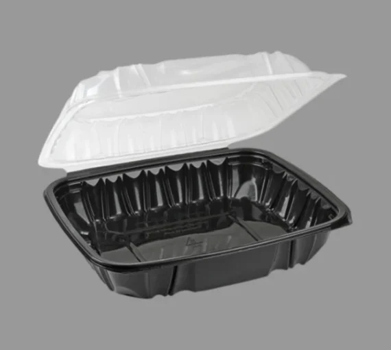 9 x 9 Dual-Color Microwavable Vented Hinged Lid Container [120/Case]