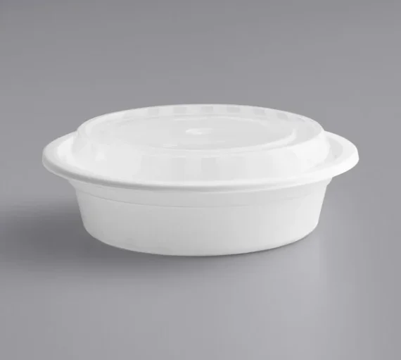 16 oz. Round Microwavable Heavy Weight Container with Lid, White [150/Case]