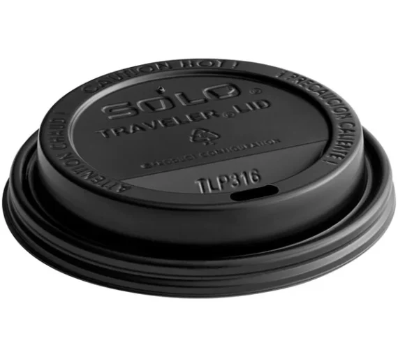 Solo TLB316-0004 Traveler Black Dome Hot Cup Lid with Sip Hole [1,000/Case]