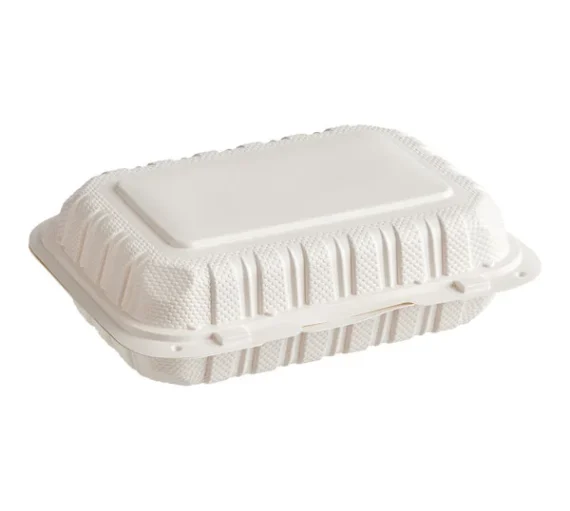9" x 6" Microwaveable Mineral-Filled Plastic Hinged Lid Container, White [150 Pack]