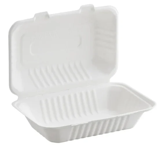 9 x 6 Bagasse Hinged Lid Container [250 Pack]