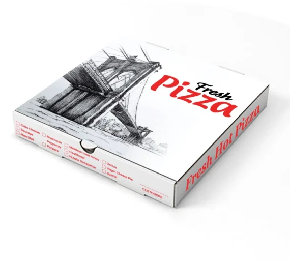 10''x 10''x 2'' Corrugated Printed Pizza Box, White [50/Pack]