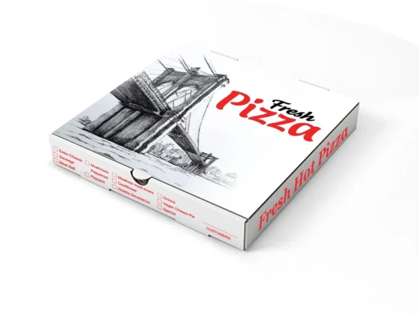 10''x 10''x 2'' Corrugated Printed Pizza Box, White [50/Pack]