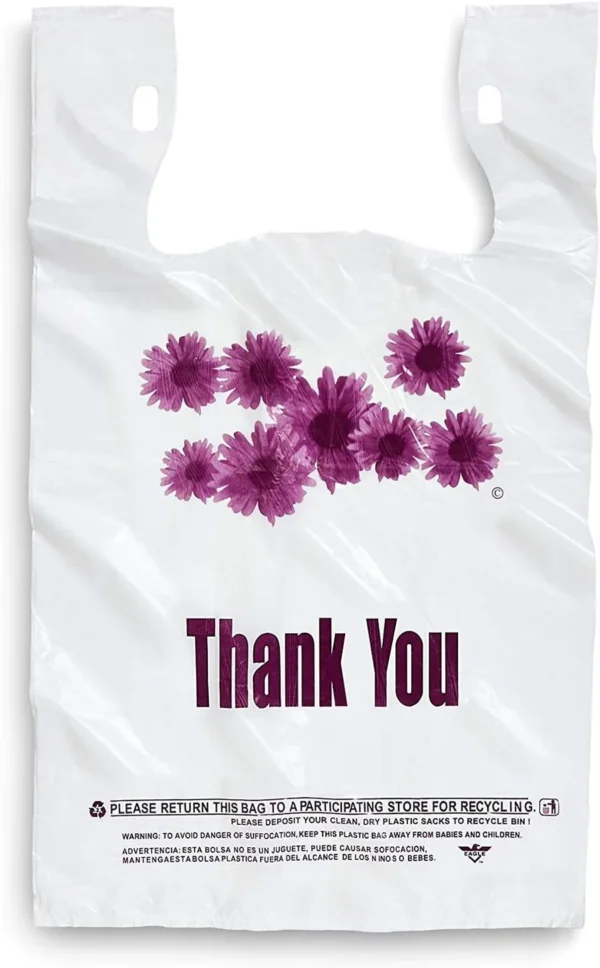 1/8 Flower Print Plastic T-Shirt Bags [600/Case]