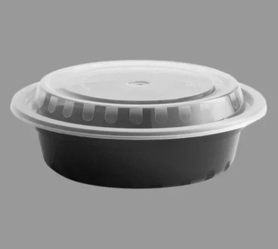 12 oz Round Microwavable Black Containers with Clear Lids [1000/Case]