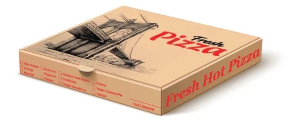 16''x 16''x 2'' Corrugated Printed Pizza Box, Kraft [50/Pack]