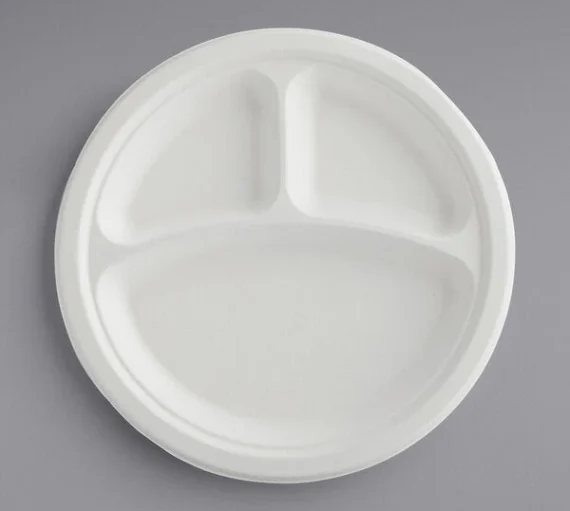 9 - 3 Compartment Biodegradable Round Plate [400 Pack]
