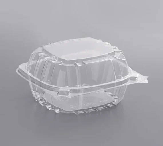 6" x 5 13/16" x 3" Hinged Lid Plastic Container [500/Case]