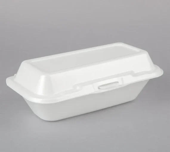 10" x 5 1/4" x 3" White Hoagie Take Out Container with Perforated Hinged Lid [500/Case]