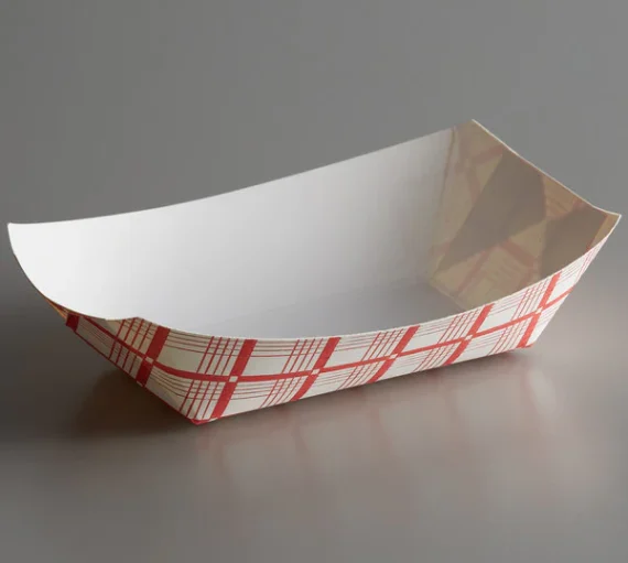 #300 Red Check Food Tray [500 Pack]