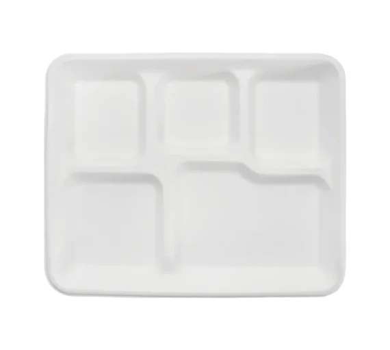 5 Compartment Biodegradable Shallow Meal Tray [400/Case]