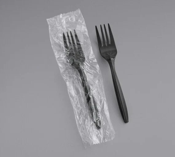 Medium Weight Plastic Fork, Individually Wrapped, Black [1000 Pack]