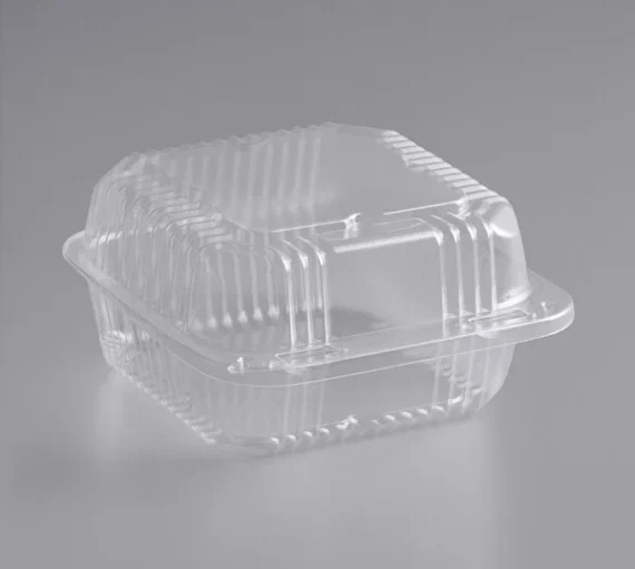 6.5" x 3.25" x 6.13" Clear Hinged Lid Plastic Container [500/Case]