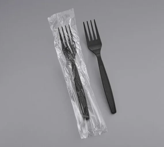 Heavy Weight Individually Wrapped Plastic Fork, Black [1000 Pack]