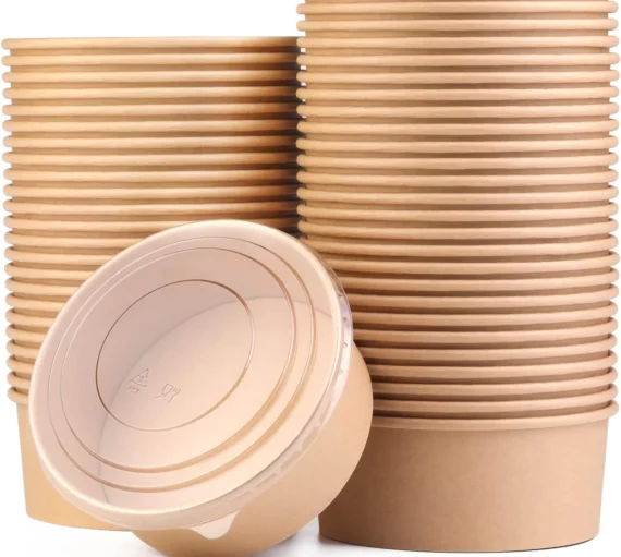 16 oz Round Paper Bowl With Plastic Lid [300 Pack]