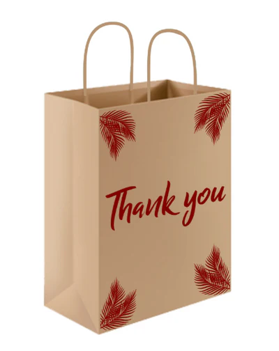 10" X 5" X 13" Thank You Print Kraft Paper Shopping Bag With Handle [250/Case]