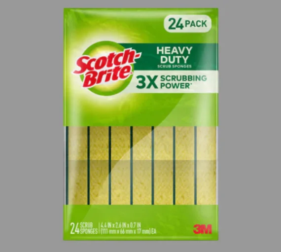 4.4 X 2.6 X 0.7" Heavy Duty Scotch Brite Sponge / Scouring Pad Combo [24 Pack]