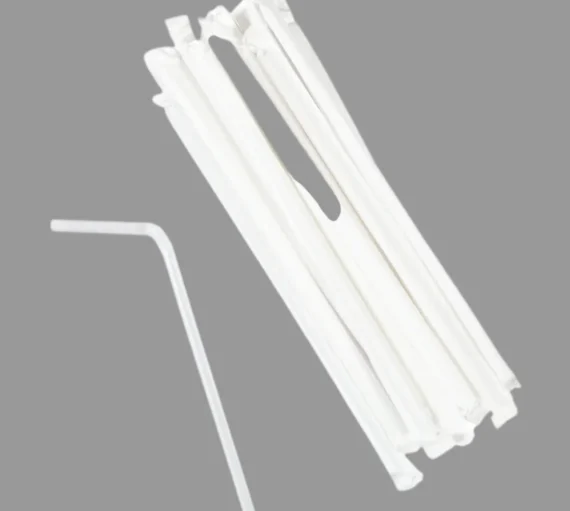 Plastic Flex Straws 7 5/8" Clear, Paper Wrapped [400 Pack]