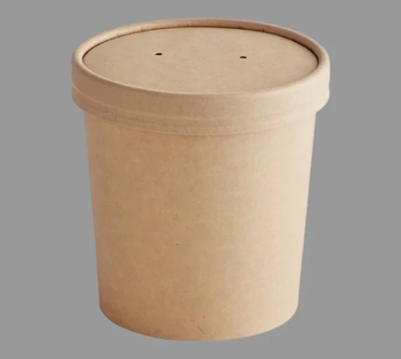 Kraft Paper Food Cup with Vented Lid 12 oz [500 Pack]