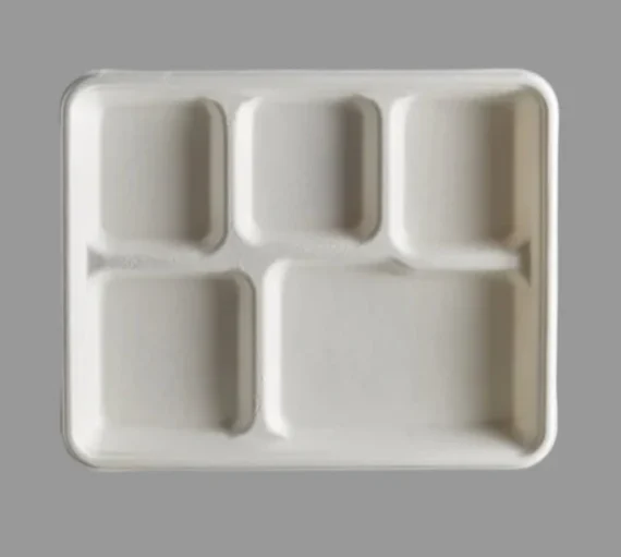 5 Compartment Biodegradable Shallow Meal Tray [500/Case]