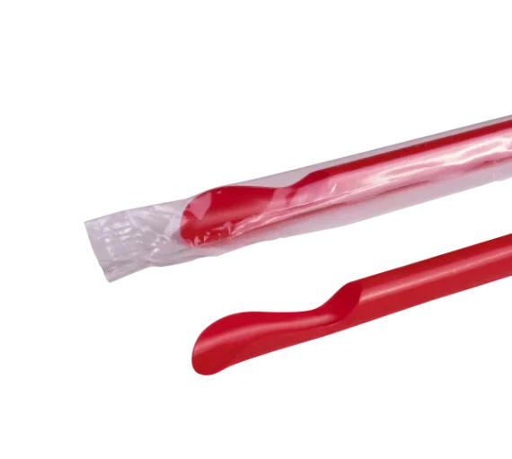 9.45'' Spoon Straws Plastic Wrapped, Red [5,000/Case]