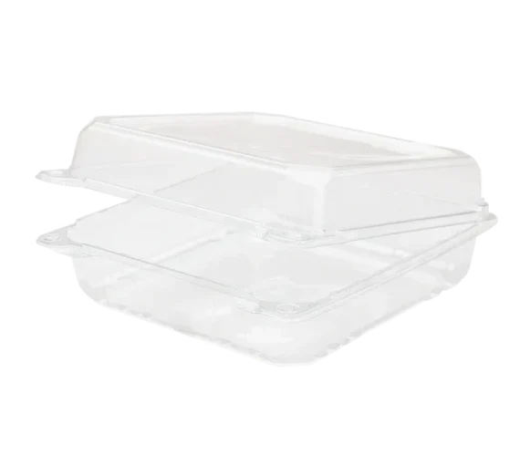 9''x 9'' PET Plastic Hinged Containers, Clear [200/Case]