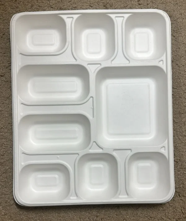 9 Compartment Rectangular Biodegradable Meal Tray [200/Case]