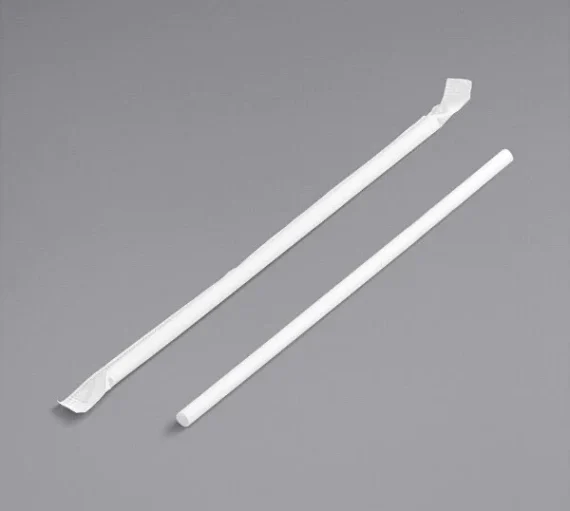 Plastic Jumbo Straws 10 1/4" Paper Wrapped [500 Pack]